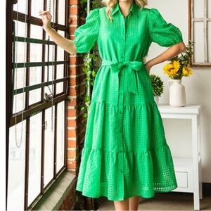 BESTTO‎ MESH ORGANZA
BUTTON DOWN WAIST TIE
MIDI DRESS SIZE S NWOT